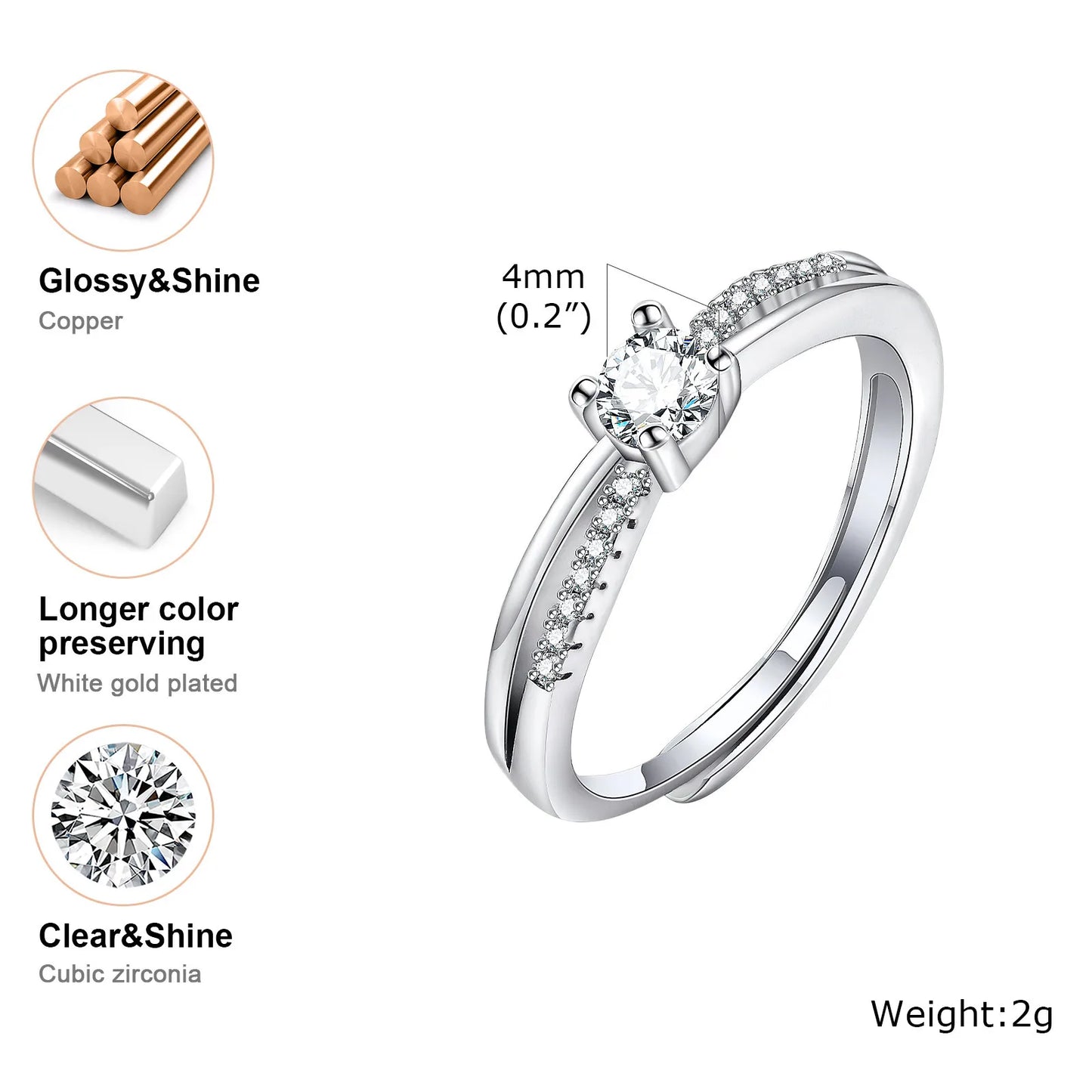 Bling Cubic Zirconia Stone Solitaire Rings