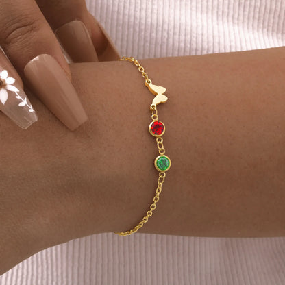 Red Green CZ Butterfly Bracelet