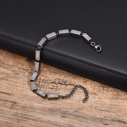 Silver Color Geometric Chain Bracelets for Men
