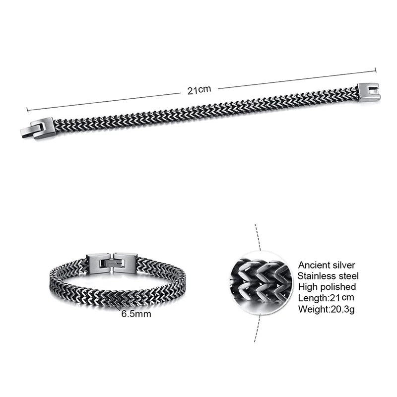 Silver Color Geometric Chain Bracelets for Men