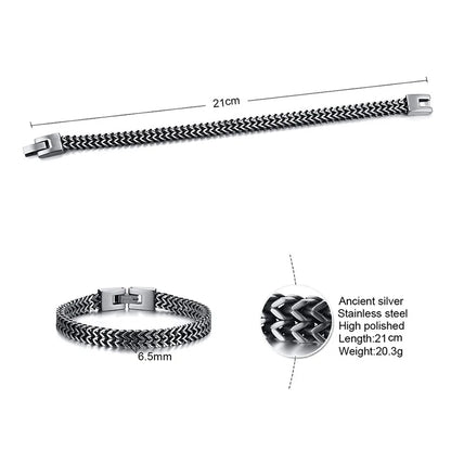 Silver Color Geometric Chain Bracelets for Men