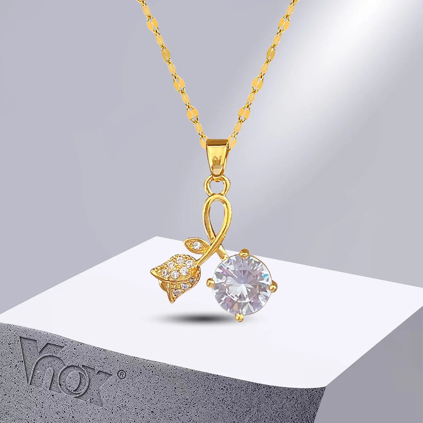 Bling CZ Stone Rose Necklaces