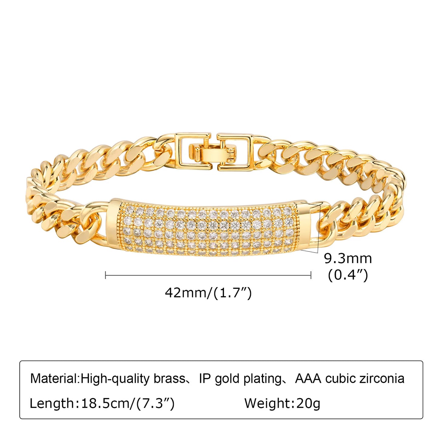 CZ Stone Heart Animal Charm Cuban Chain Link Wristband