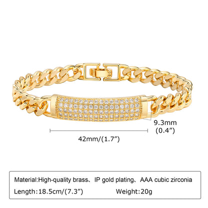CZ Stone Heart Animal Charm Cuban Chain Link Wristband