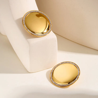 Chunky Earrings Cubic Zirconia Inlay For Women