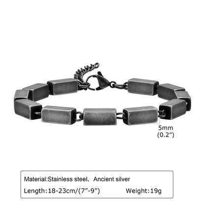 Silver Color Geometric Chain Bracelets for Men