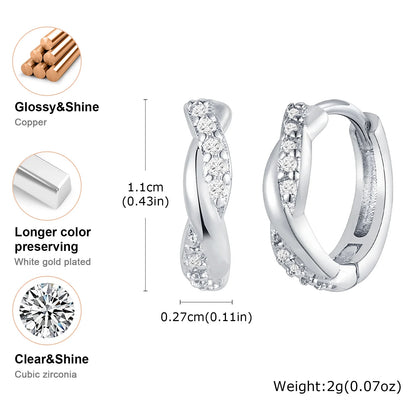 Cubic Zirconia Inlaid Hoop Earrings