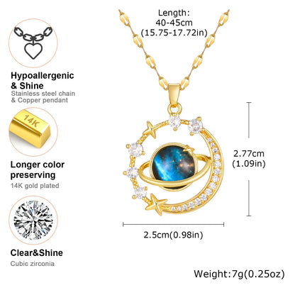 Cubic Zirconia Planet Pendent Necklaces