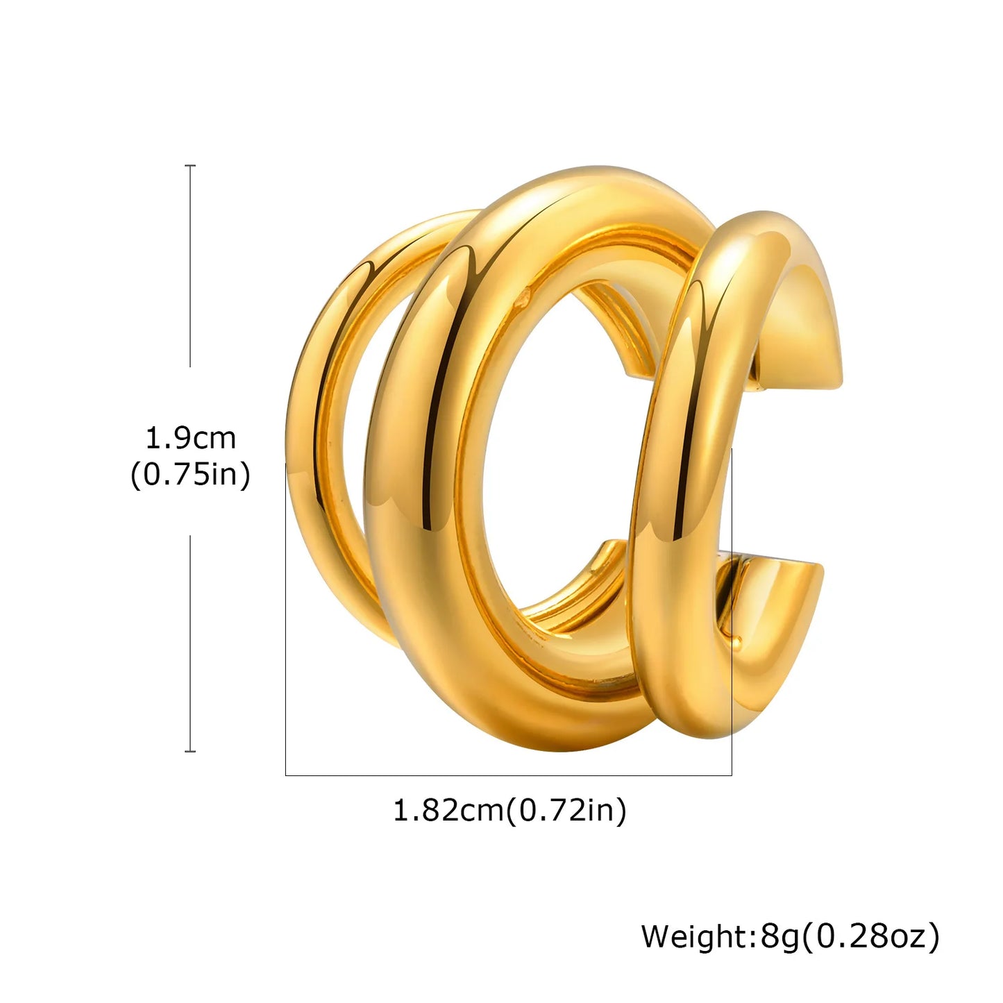 C-shaped Glossy Classic Gold Color Single Earring