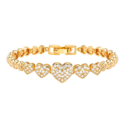 CZ Stone Heart Animal Charm Cuban Chain Link Wristband