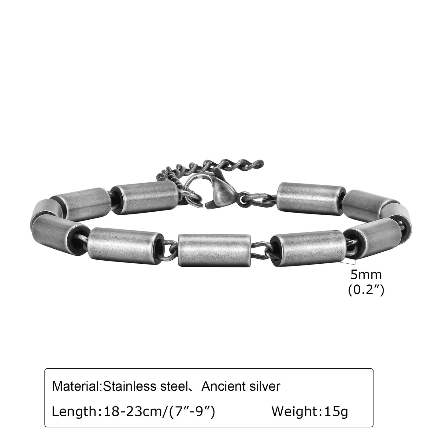 Silver Color Geometric Chain Bracelets for Men