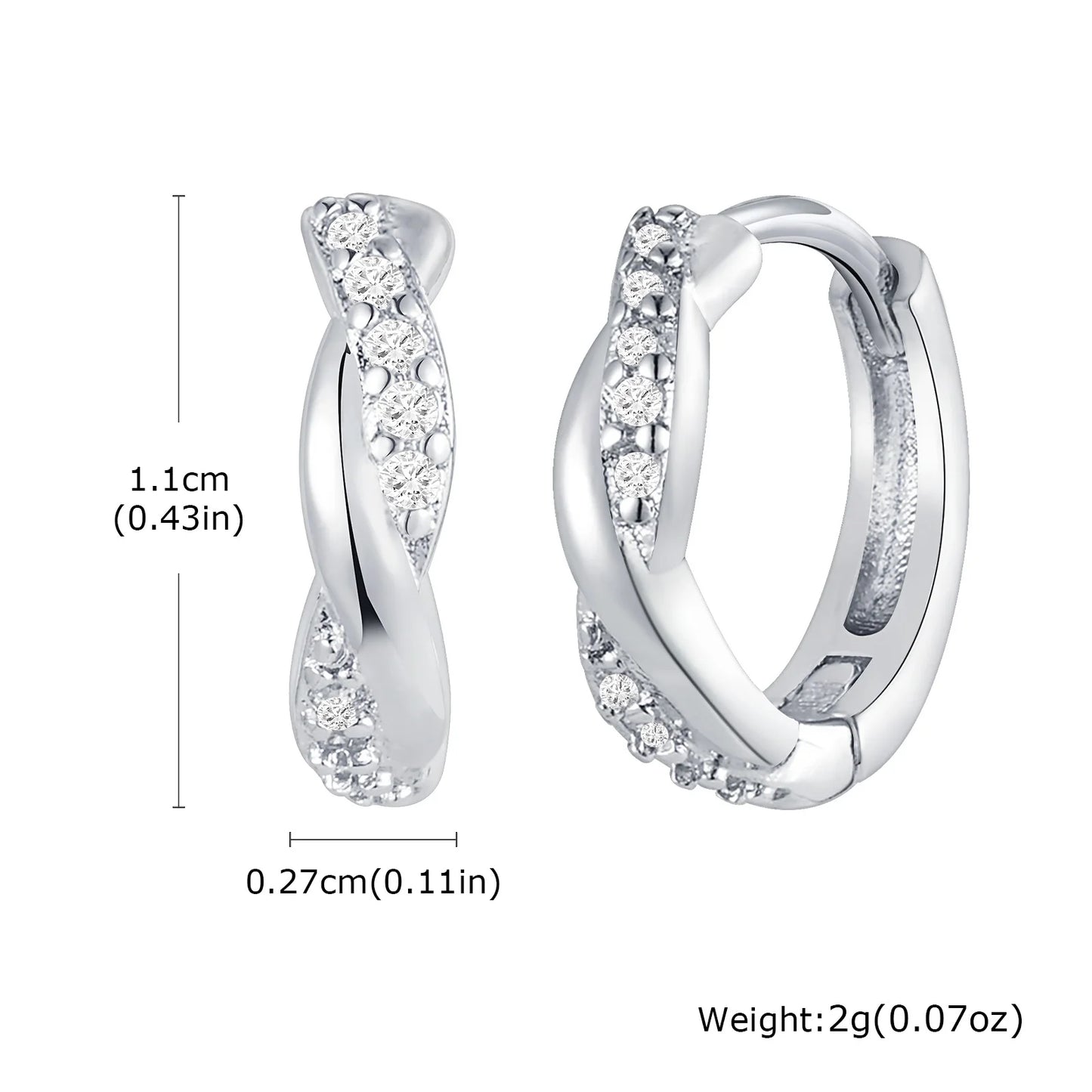 Cubic Zirconia Inlaid Hoop Earrings