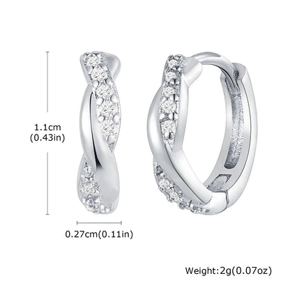Cubic Zirconia Inlaid Hoop Earrings