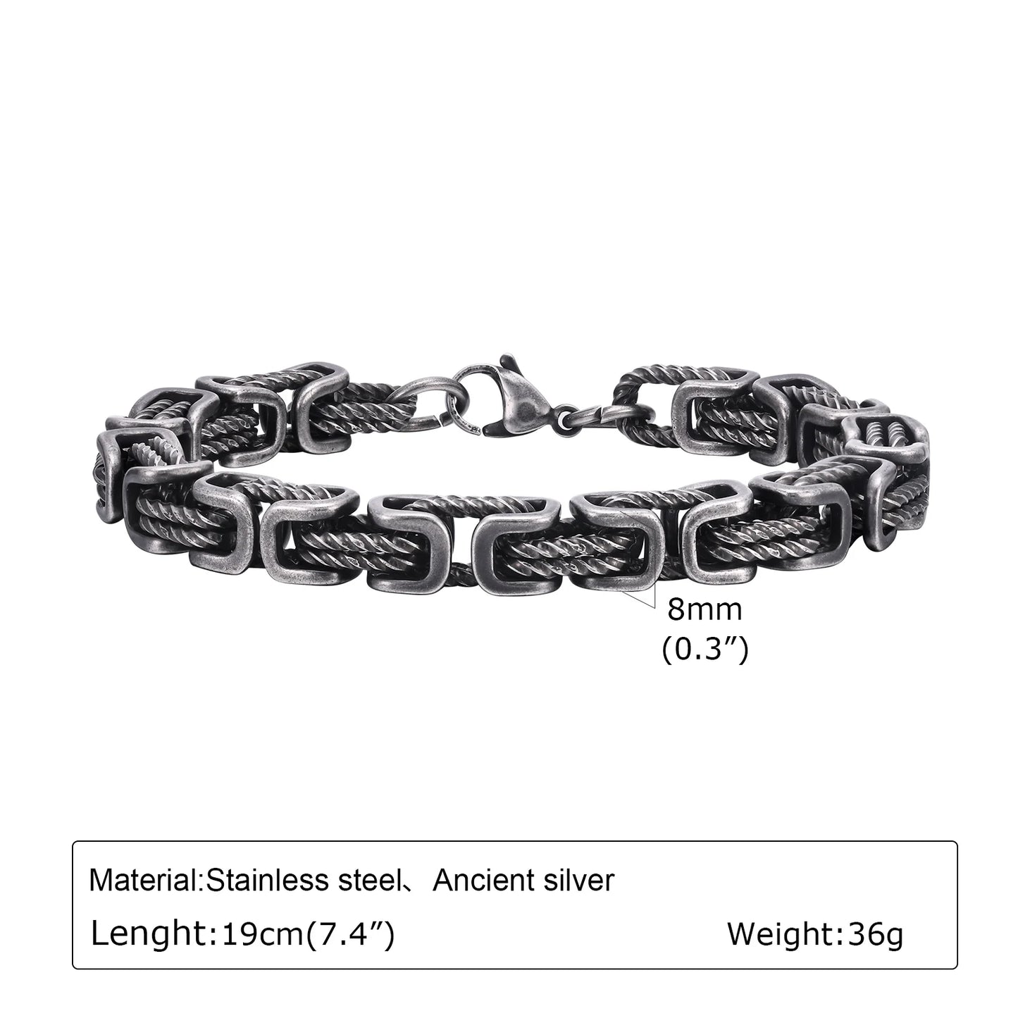 Silver Color Geometric Chain Bracelets for Men