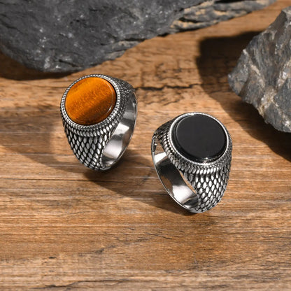 Dragon Scales Textured Signet Ring