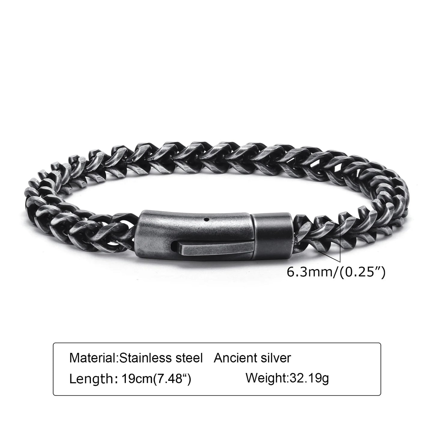 Silver Color Geometric Chain Bracelets for Men