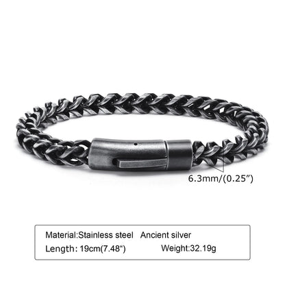 Silver Color Geometric Chain Bracelets for Men