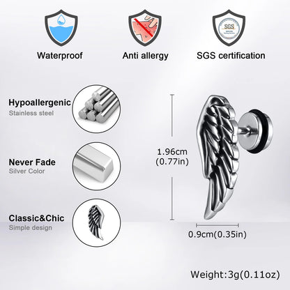 Gothic Devil Wing Stud Earrings