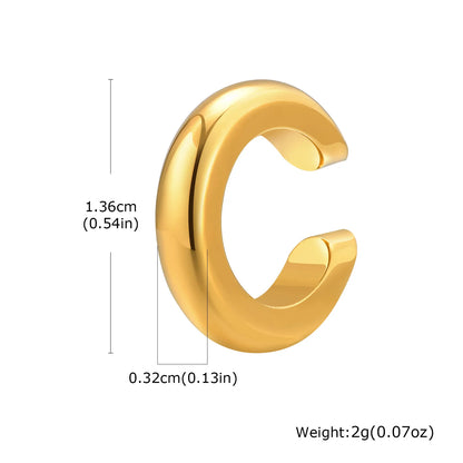 C-shaped Glossy Classic Gold Color Single Earring