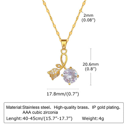 Bling CZ Stone Rose Necklaces
