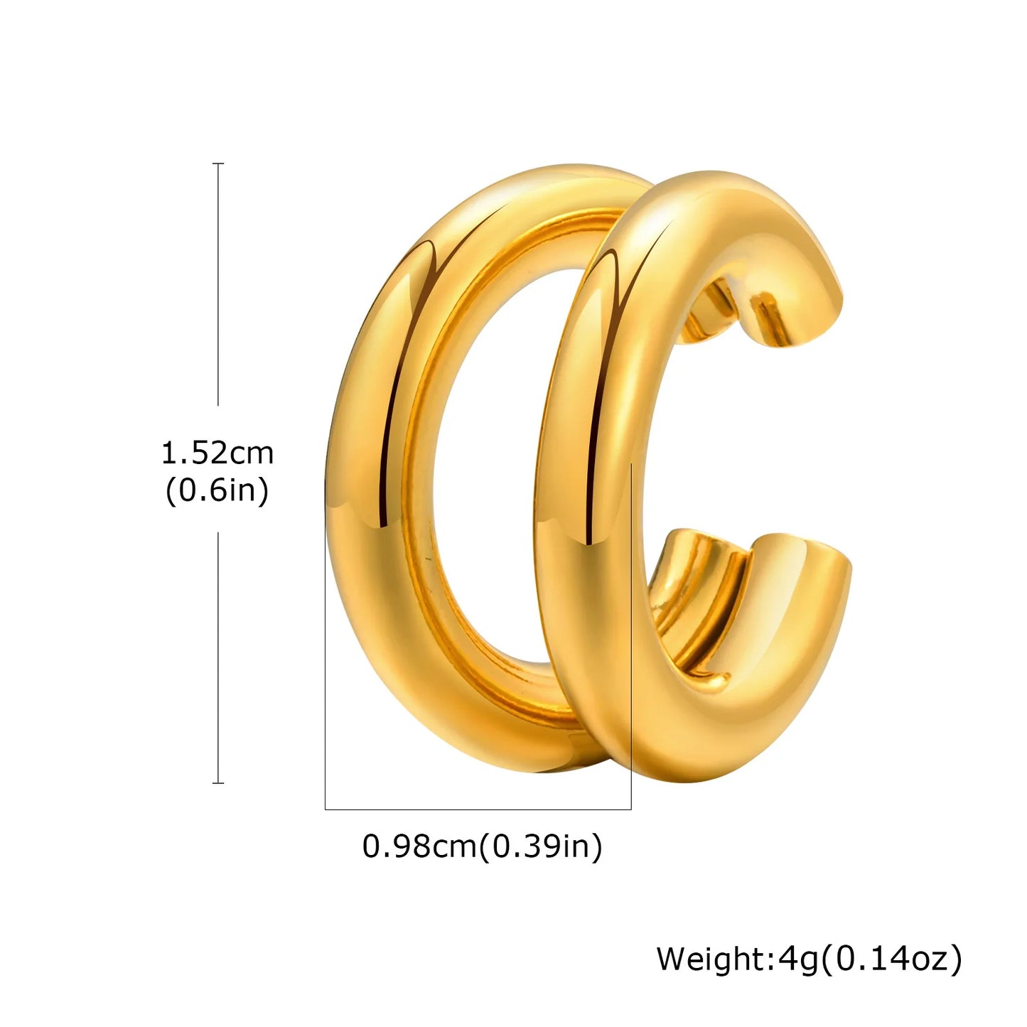 C-shaped Glossy Classic Gold Color Single Earring