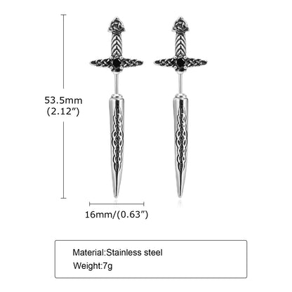 Rock Punk Sword Style Stud Earrings
